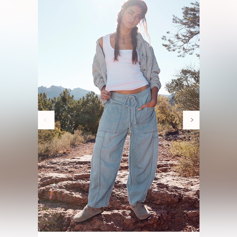Free People We The Free Silverton Puddle Barrel Jeans- XL